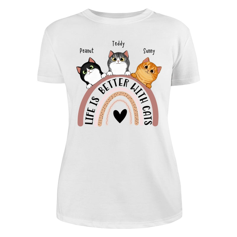 Life Is Better With Cats Boho Rainbow Personalized Shirt
