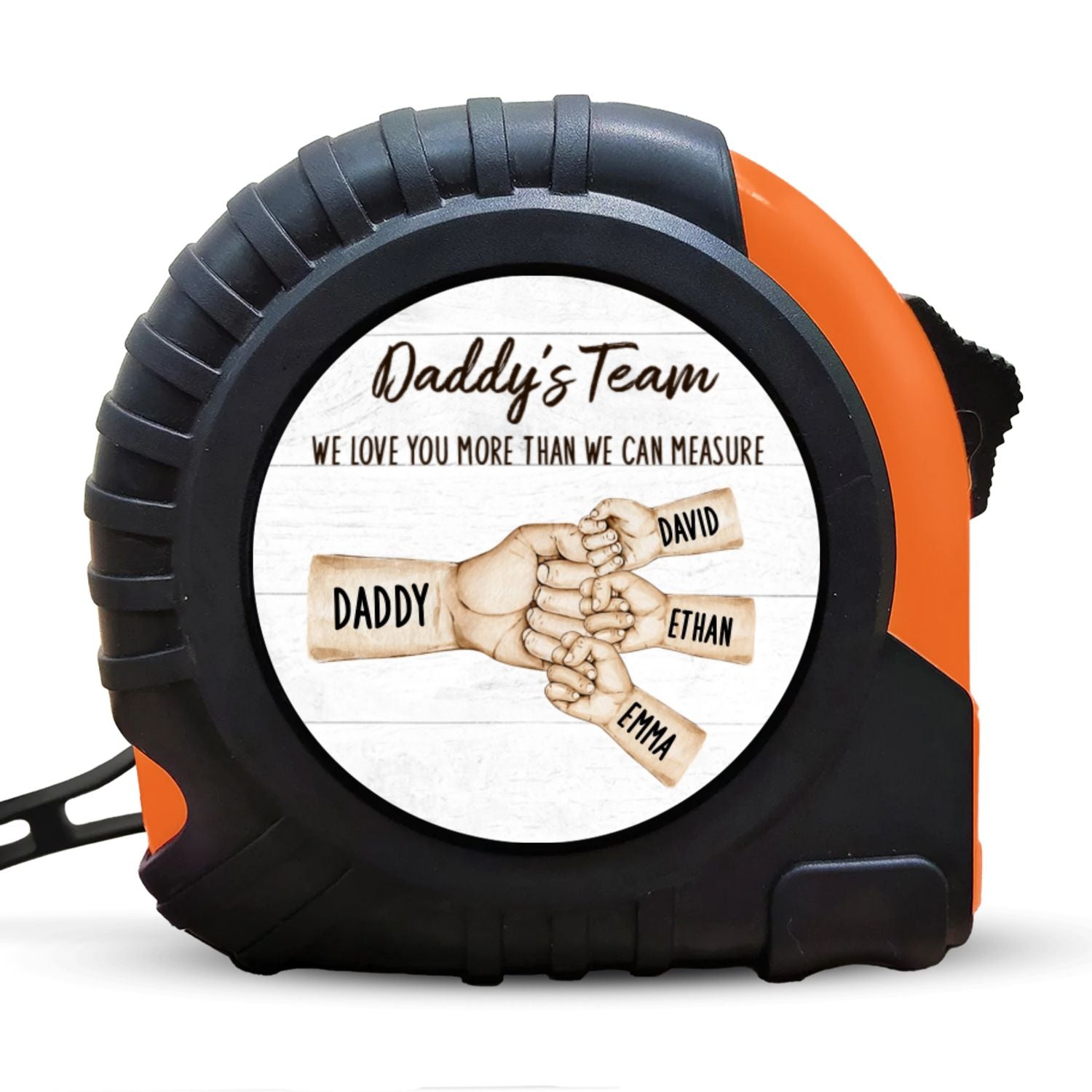 Daddy's Team Fist Bump We Love You More Than We Can Measure Personalized Tape Measure