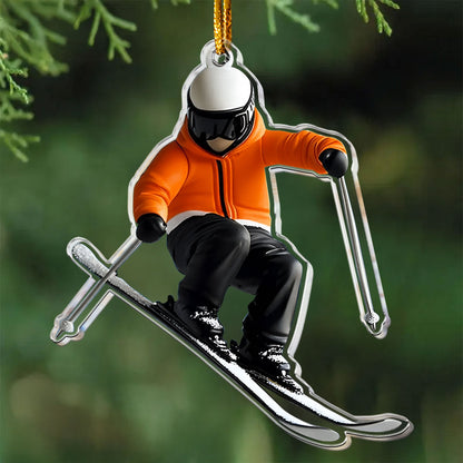 Gift For Skiing Lovers Gift For Skier 2D Flat- Acrylic Ornament