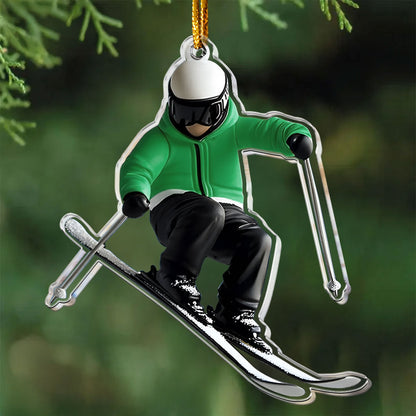 Gift For Skiing Lovers Gift For Skier 2D Flat- Acrylic Ornament