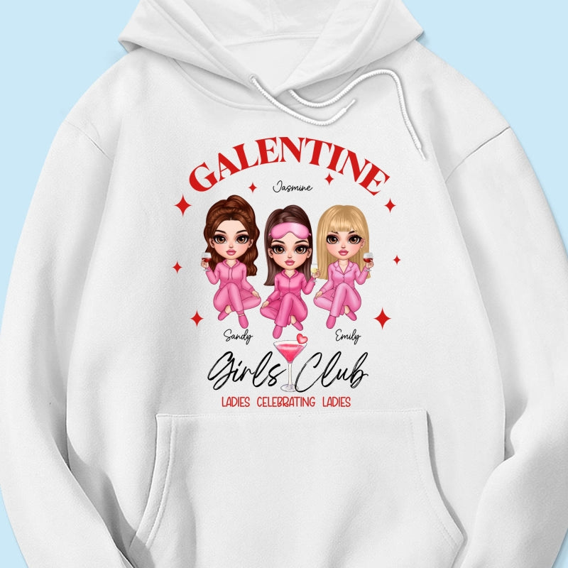 Galentine Girls Club Pajamas Girls Personalized Shirt,  Shirt, Social Club, Besties Gift