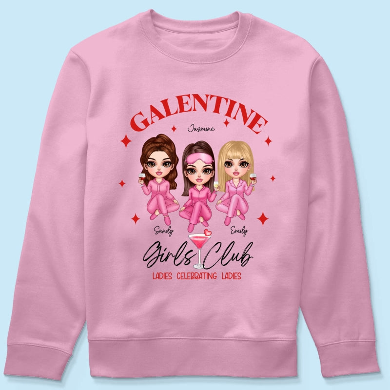 Galentine Girls Club Pajamas Girls Personalized Shirt,  Shirt, Social Club, Besties Gift