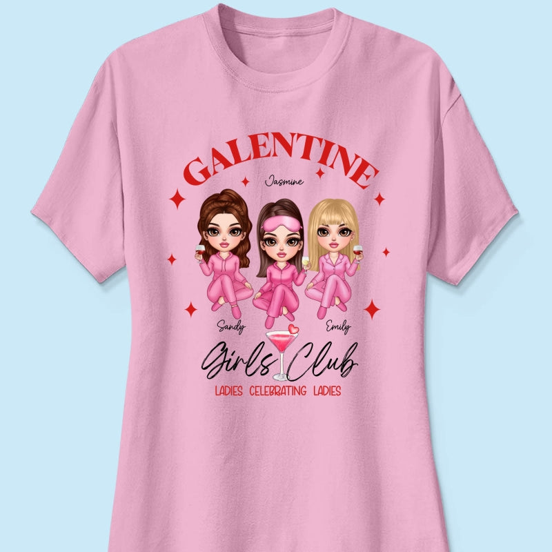 Galentine Girls Club Pajamas Girls Personalized Shirt,  Shirt, Social Club, Besties Gift