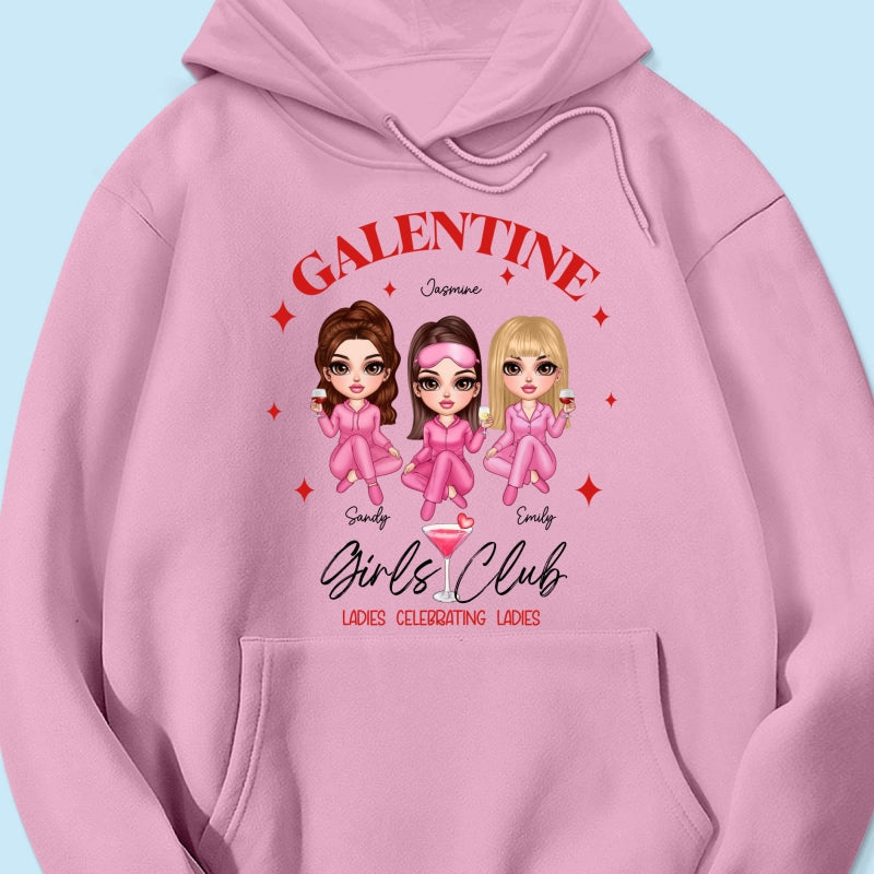 Galentine Girls Club Pajamas Girls Personalized Shirt,  Shirt, Social Club, Besties Gift
