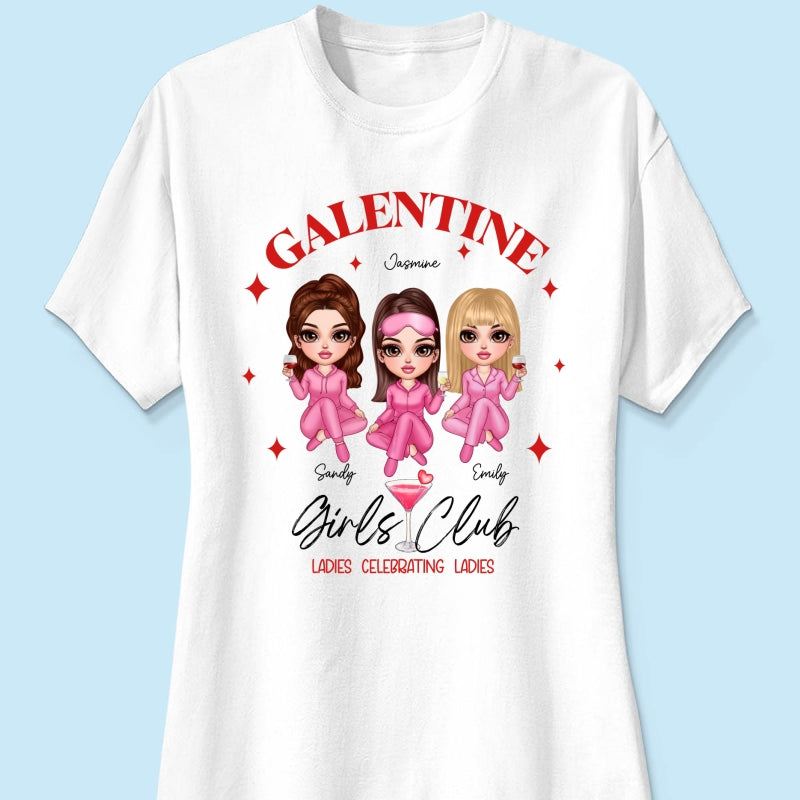 Galentine Girls Club Pajamas Girls Personalized Shirt,  Shirt, Social Club, Besties Gift