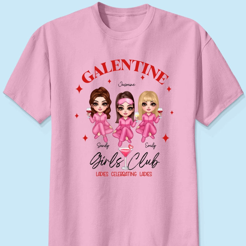 Galentine Girls Club Pajamas Girls Personalized Shirt,  Shirt, Social Club, Besties Gift
