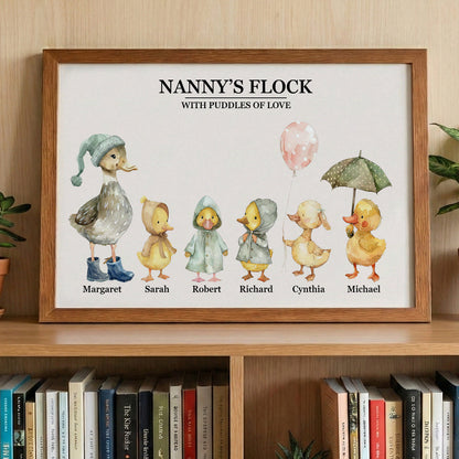 Nanny & Grandad's Flock With Puddles Of Love - Personalized Poster