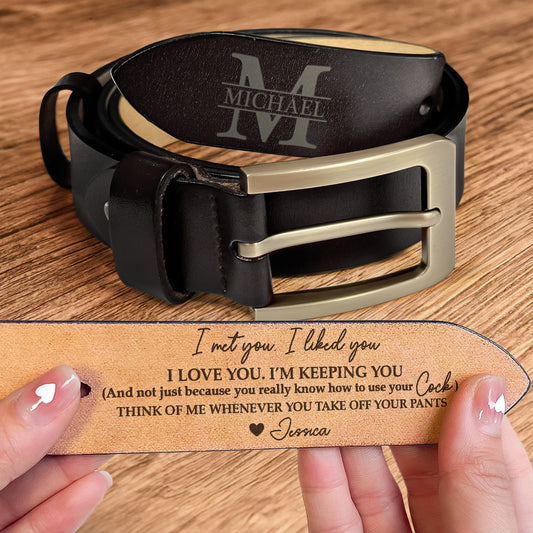Naughty Gift For Husband, Boyfriend, Men Customize With Hidden Message - Personalized Engraved Leather Belt