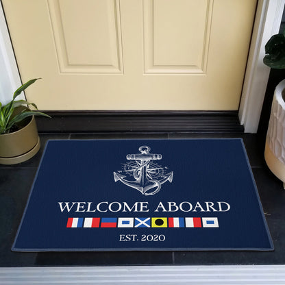Nautical Flag Welcome - Personalized Doormat