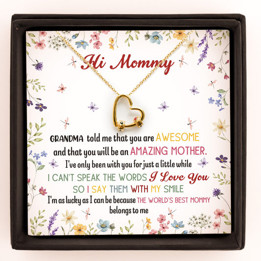 New Mom Gift - Personalized Birthstone Name Necklace With Heart Pendant