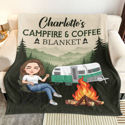 New Version Campfire And Coffee Blanket - Personalized Blanket