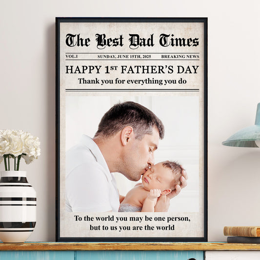 Father's Day Gifts, Newspaper Happy First Father's Day - Personalized Photo Poster