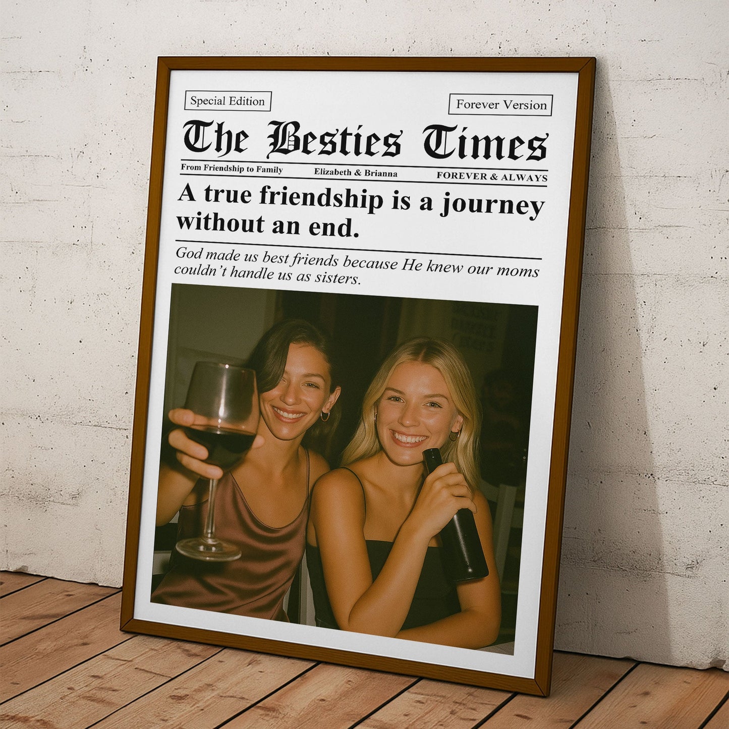 Newspaper The BFF Times - Upload Best Friend, Bestie Photo - Personalized Photo Poster/Canvas - Gift For Friend