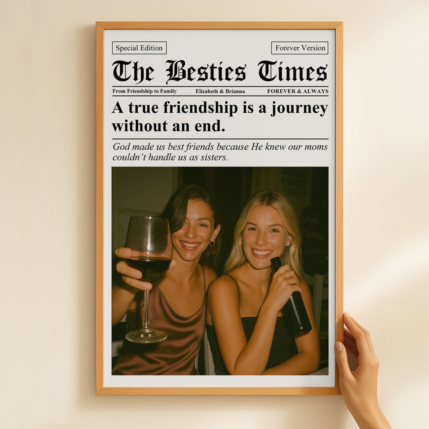 Newspaper The BFF Times - Upload Best Friend, Bestie Photo - Personalized Photo Poster/Canvas - Gift For Friend