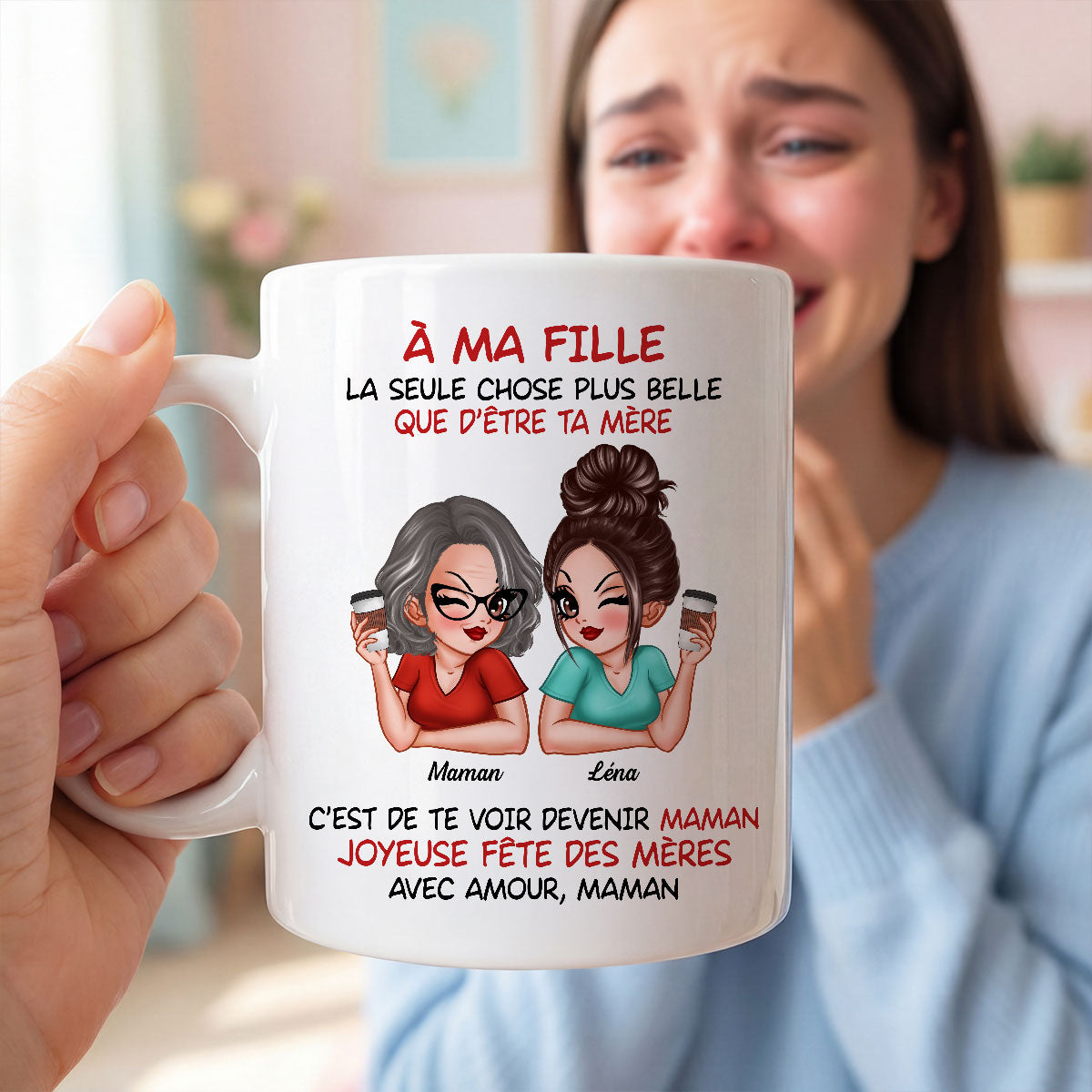 ma fille – Te voir tre maman – Mug personnalis – Cadeau de Fte des Mres pour ma fille