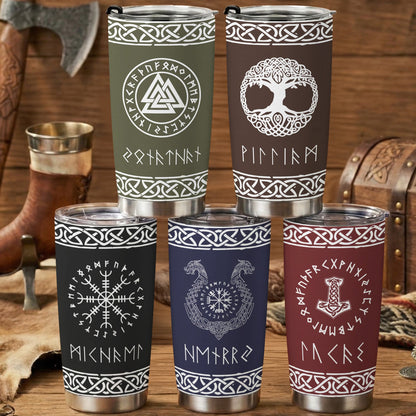 Father's Day Gifts, Norse Mythology, Name In Viking Runes - Personalized Tumbler Cup