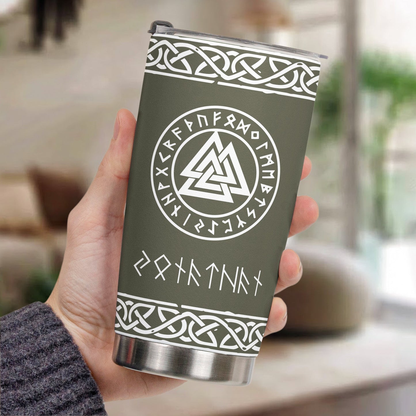 Father's Day Gifts, Norse Mythology, Name In Viking Runes - Personalized Tumbler Cup