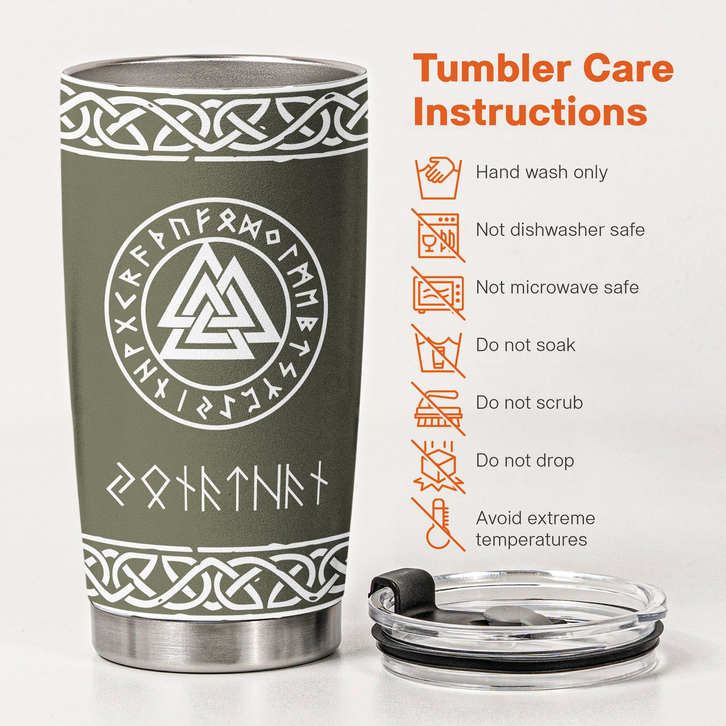 Father's Day Gifts, Norse Mythology, Name In Viking Runes - Personalized Tumbler Cup