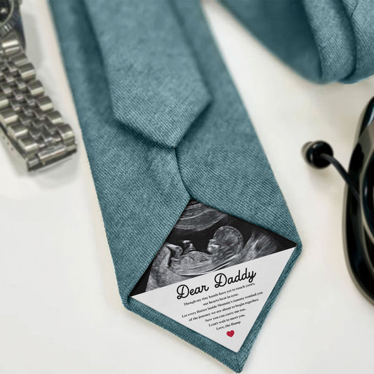 Father's Day Gifts, Now You Can Carry Me Too I Can't Wait To Meet You - Personalized Photo Tie Patch