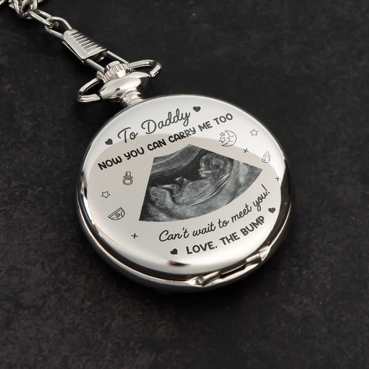 Father's Day Gifts, Now You Can Carry Me Too First Father's Day For Dad, Husband - Personalized Pocket Watch