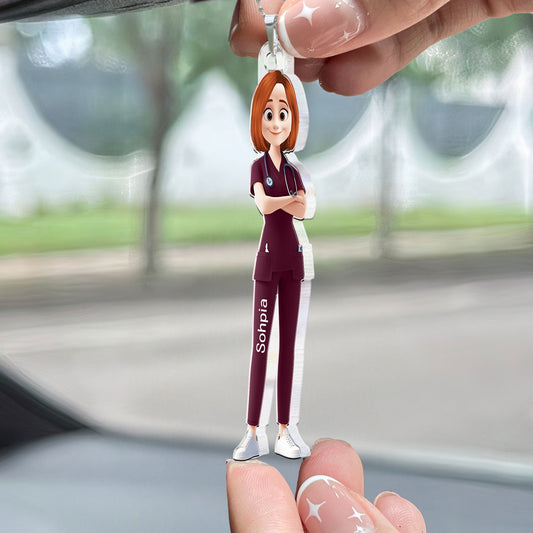 Nurse Cartoon Character - Personalized Rear View Mirror Accessory