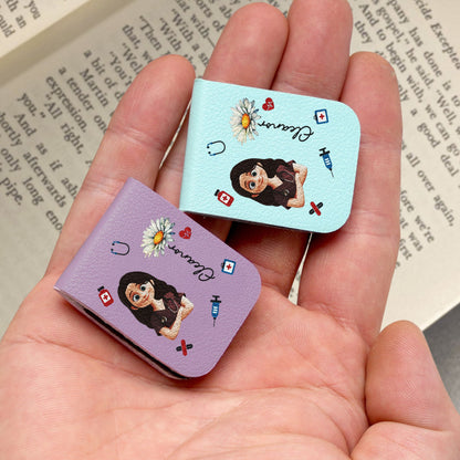 Nurse Gift Custom Birth Flower - Personalized Leather Magnetic Bookmark