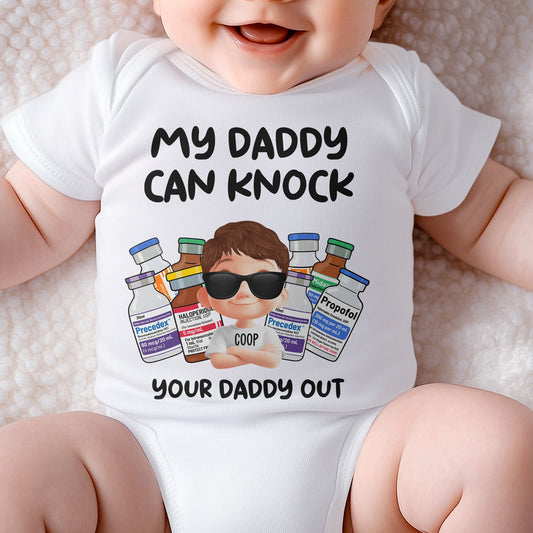 Nurse Mom Nurse Dad Can Knock Your Mom Dad Out - Personalized Baby Bodysuit