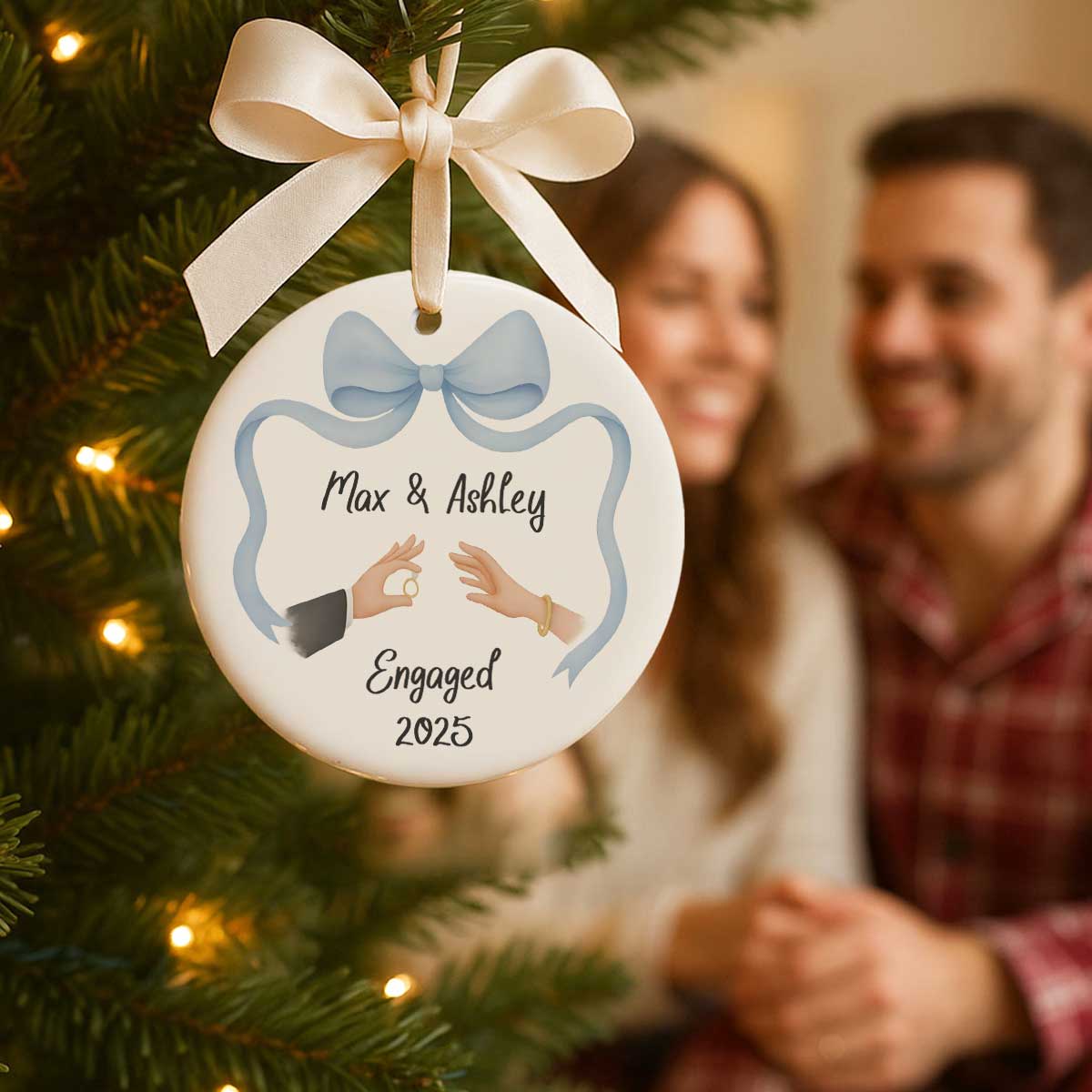 First Christmas Engaged Ornament, Personalized Engagement Gift for Couples, Custom Engagement Christmas Keepsake