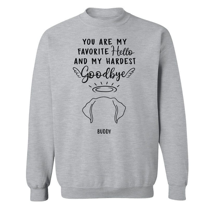 Custom Dog Ear Line Drawing You Are My Favorite Hello Hardest Goodbye Personalized Shirt