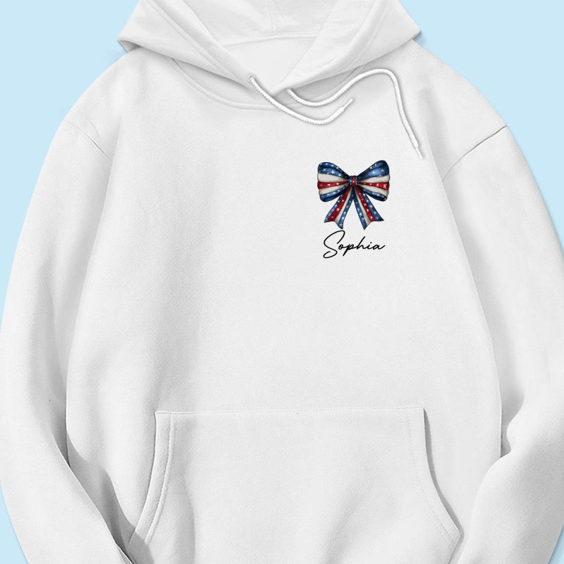 Coquette American Girl 4th Of July Independence Day Bow Personalized Shirt