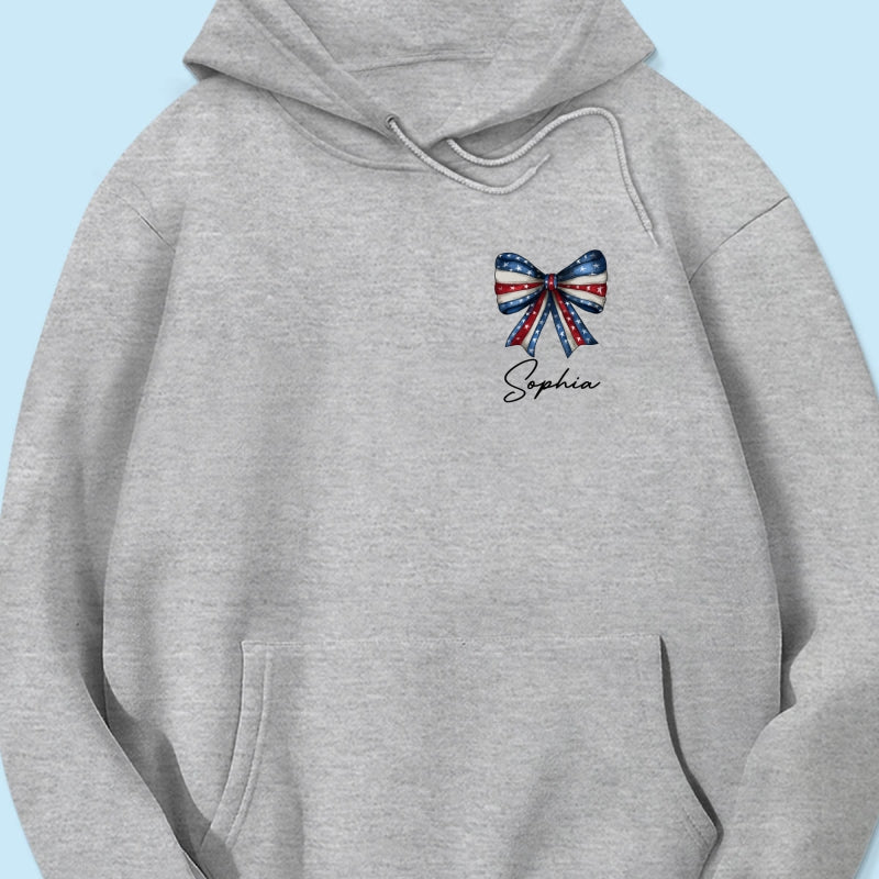 Coquette American Girl 4th Of July Independence Day Bow Personalized Shirt