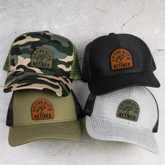 O-Fish-Ally Retired - Personalized Leather Patch Hat