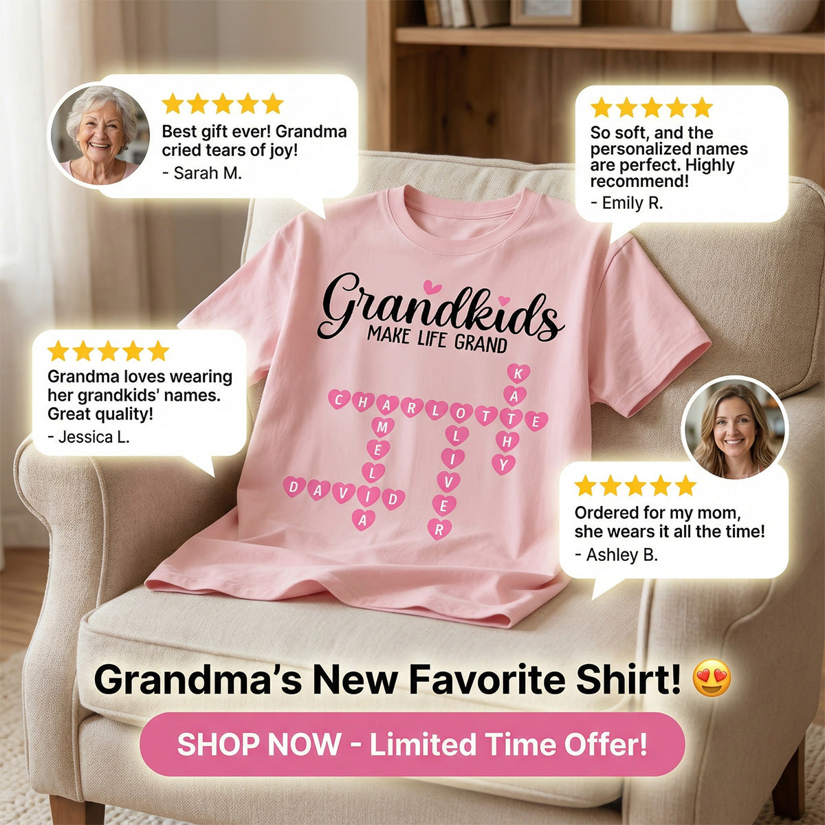 Favorite People Call Me Grandma Crossword Puzzle Art - Personalized Shirt - Mother's Day Gift For Grandma