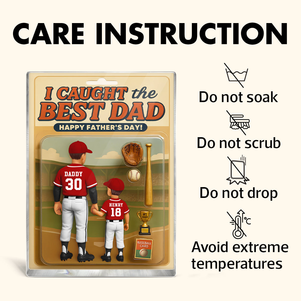 We Caught the Best Dad Baseball Custom Figure Personalized Acrylic Block Plaque, Custom Jersey,  Gift for Dad, Gift for Husband