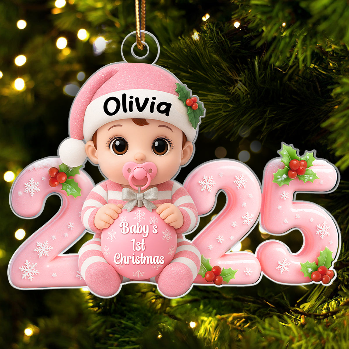 3D Effect Baby 1st Christmas 2025 - Personalized Acrylic Ornament - Heartwarming Christmas Gift For New Born, Baby