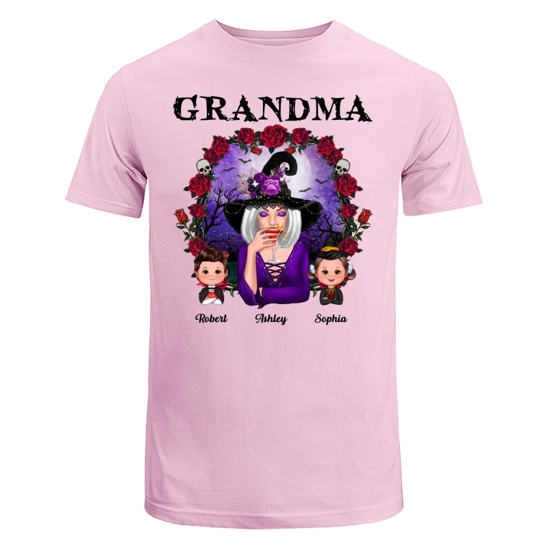 Halloween Roses Frame Grandma With Grandkids Personalized Shirt
