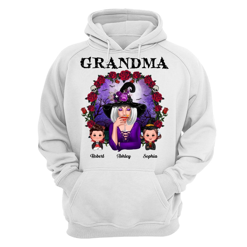 Halloween Roses Frame Grandma With Grandkids Personalized Shirt
