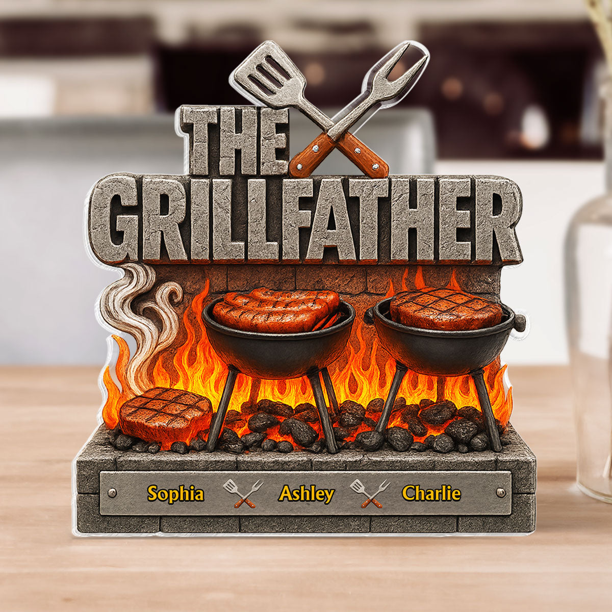 The Grillfather Personalized Custom Shaped Acrylic Block,  gift