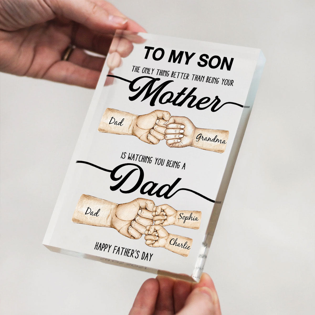 The Only Thing Better Than Being Your Mother Fist Bump Personalized Acrylic Block,  gift for Son from Mom