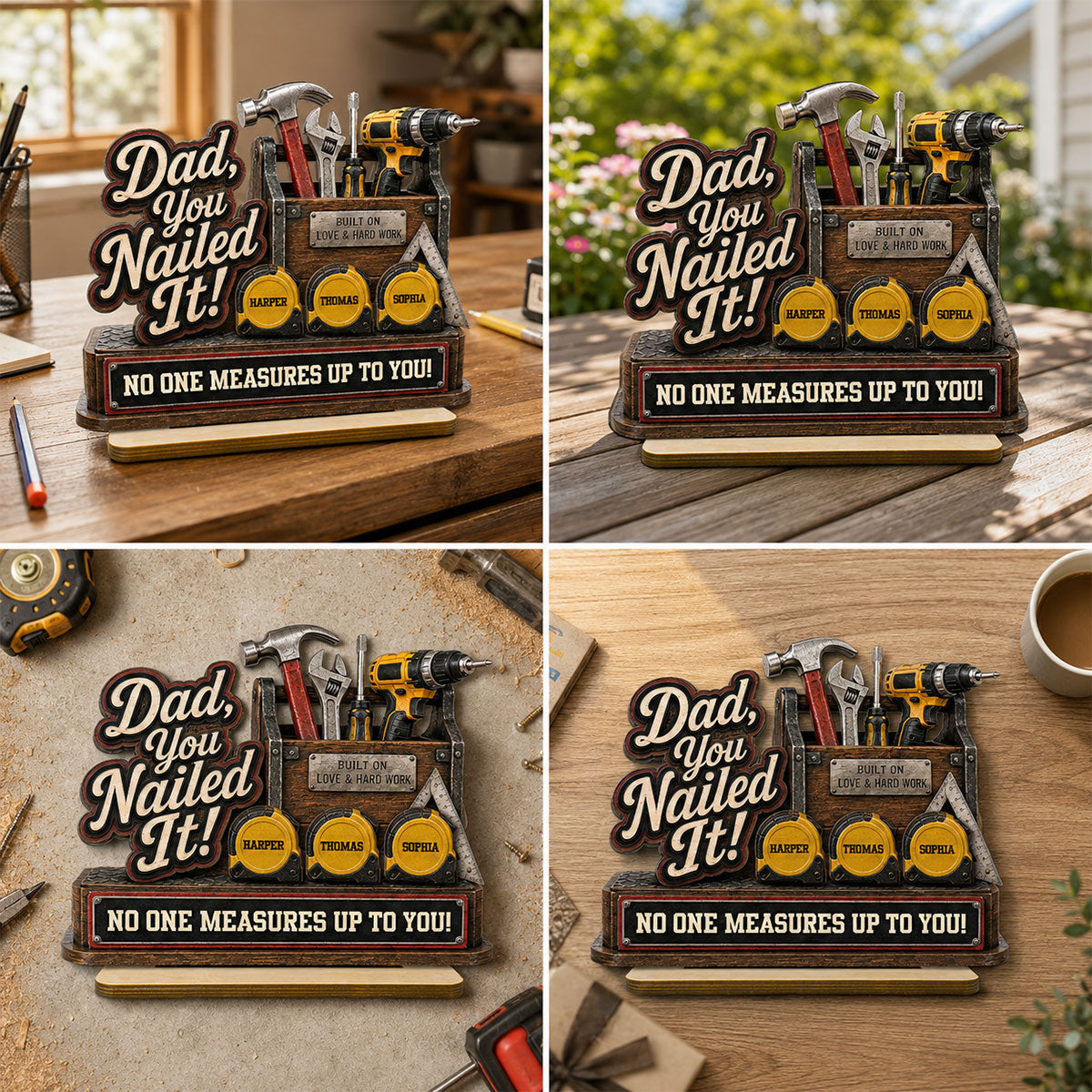 Dad You Nailed It Custom Name 2D Flat - Personalized 2-Layered Wooden Plaque -  Gift For Dad