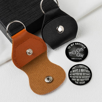 Once A Brother, Always A Brother, No Matter The Distance - Personalized Leather Pocket Hug