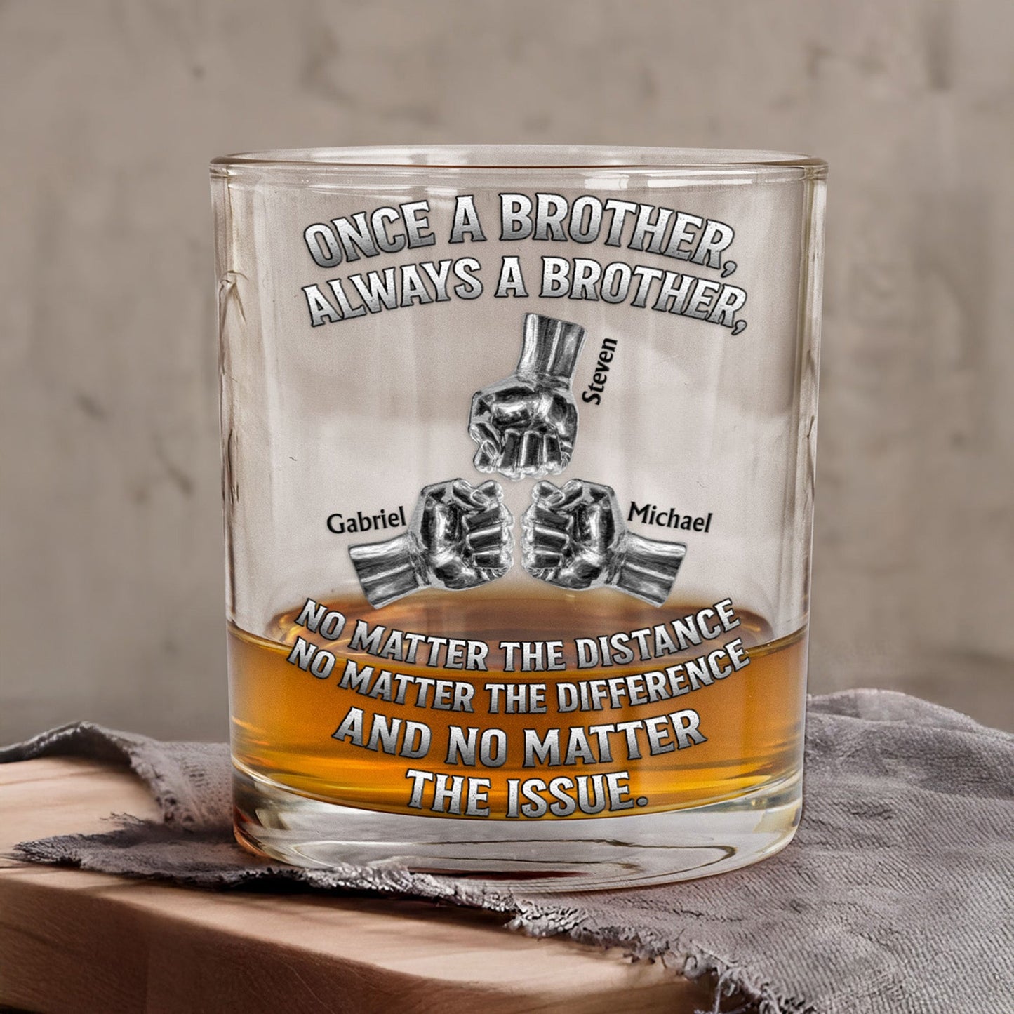Once A Brother, Always A Brother, No Matter The Distance - Personalized Whiskey Glass