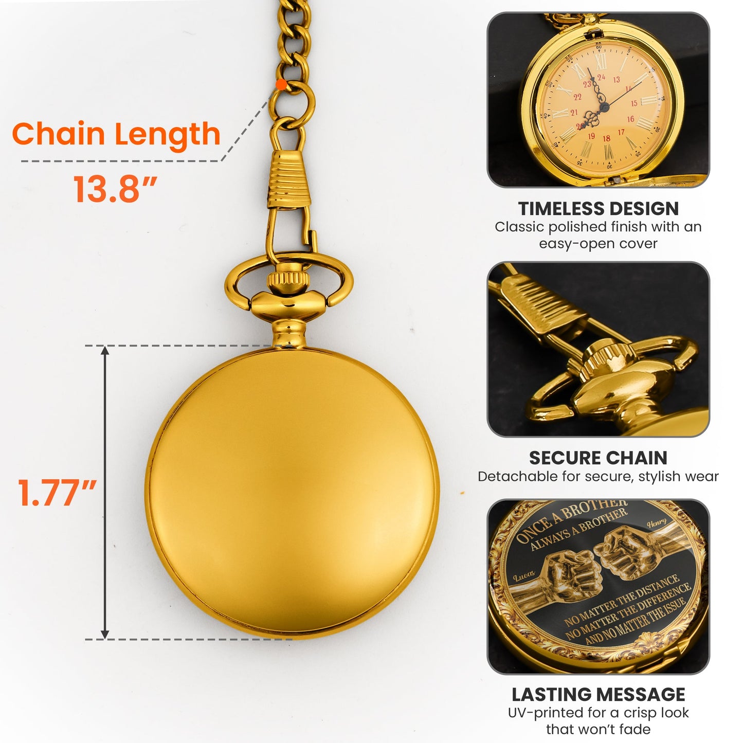 Once A Brother, Always A Brother, No Matter The Distance - Personalized Pocket Watch