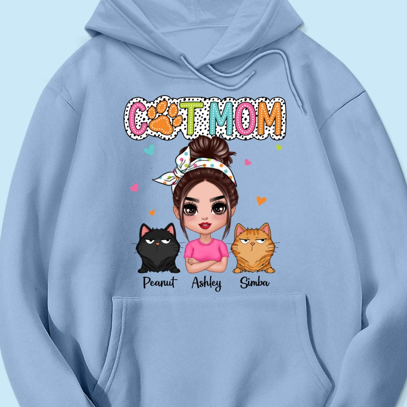 Cat Mom Summer Vibe Dots Sassy Woman & Cute Cats Personalized Shirt