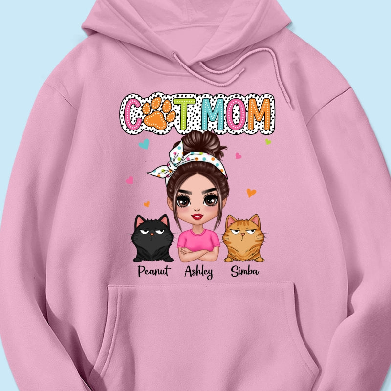 Cat Mom Summer Vibe Dots Sassy Woman & Cute Cats Personalized Shirt