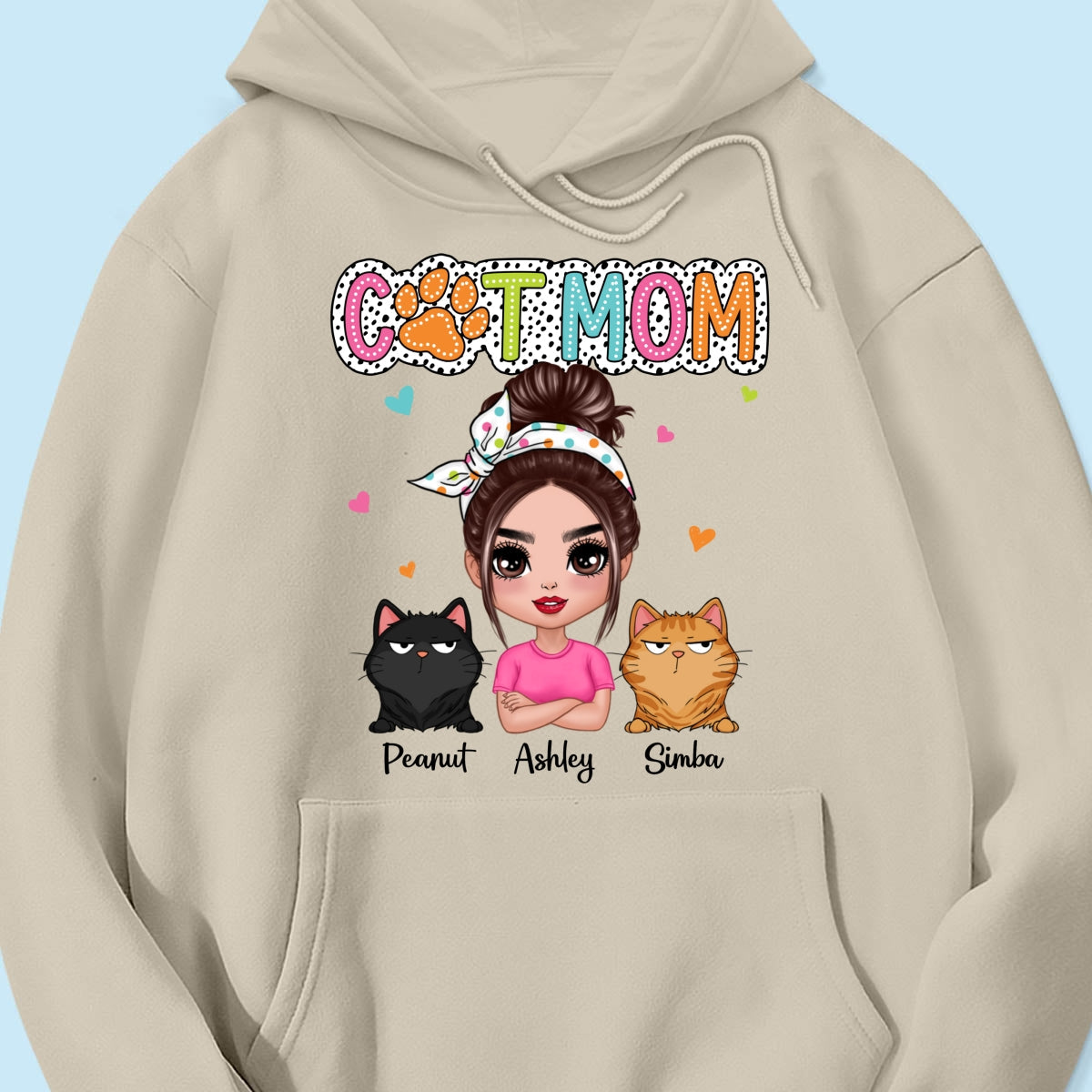 Cat Mom Summer Vibe Dots Sassy Woman & Cute Cats Personalized Shirt