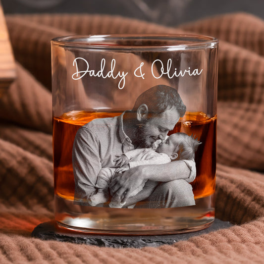 Father's Day Gifts, Our First Father's Day Together Cheers! - Personalized Whiskey Glass With Photo