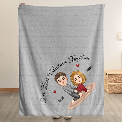 Our First Valentines Together Naughty Couple - Personalized Blanket