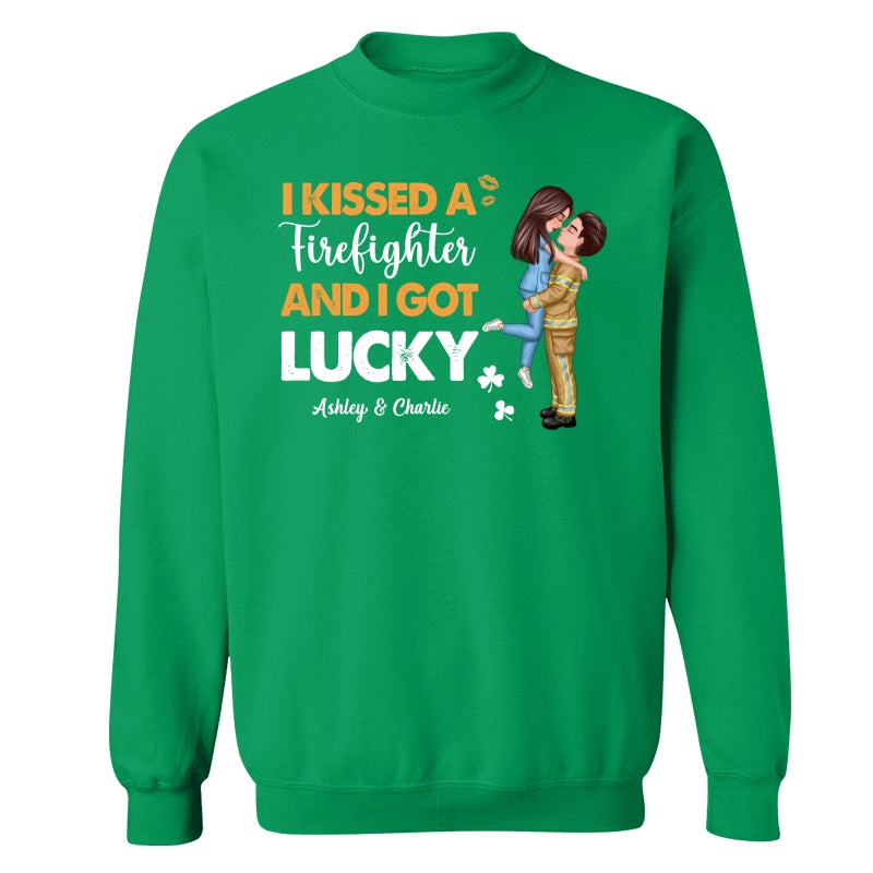 I Kissed A Firefighter Police Nurse Occupation And I Got Lucky St. Patrick‘s Day Personalized Shirt