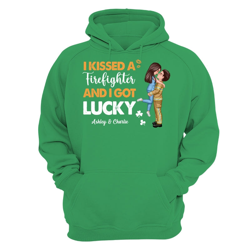 I Kissed A Firefighter Police Nurse Occupation And I Got Lucky St. Patrick‘s Day Personalized Shirt